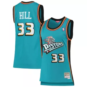 Robusto Grant Hill Detroit Pistons Women's 1998/99 Hardwood Classics Swingman Jersey Teal per i Fan Veri