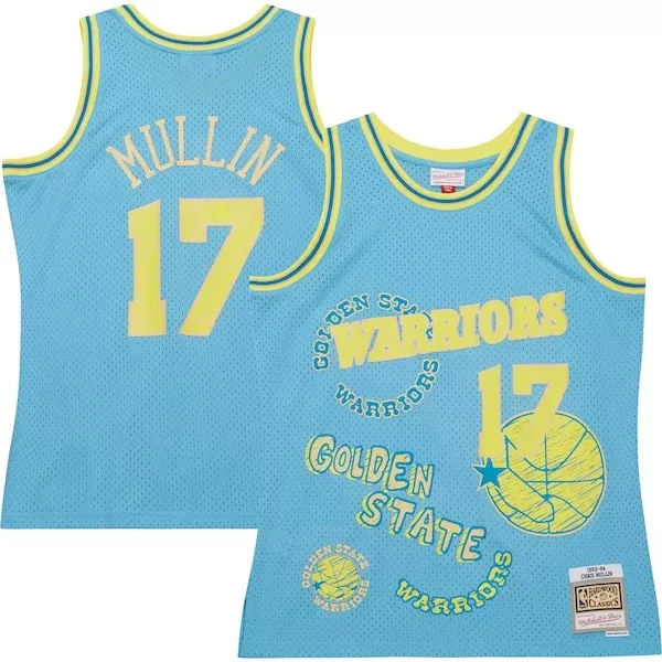 Sofisticato Chris Mullin Golden State Warriors 1993/94 Swingman Sidewalk Sketch Jersey Light Blue per i Fan Veri