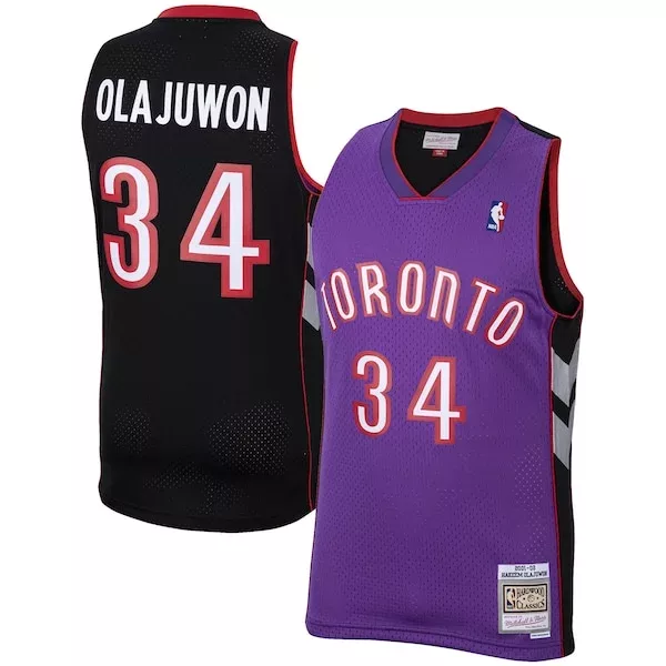 Sofisticato Hakeem Olajuwon Toronto Raptors 2001/02 Hardwood Classics Swingman Jersey Purple per i Fan Veri