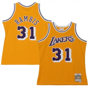 Splendido Comodo Resistente Kurt Rambis Los Angeles Lakers 1984/85 Swingman Jersey Gold per i Fan Veri