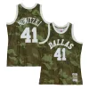Splendido Dirk Nowitzki Dallas Mavericks Hardwood Classics 1998/99 Ghost Green Swingman Jersey Camo per i Fan Veri