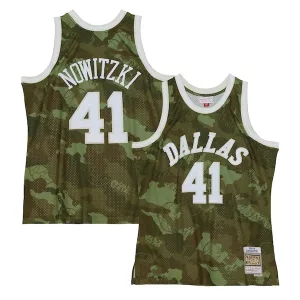 Splendido Dirk Nowitzki Dallas Mavericks Hardwood Classics 1998/99 Ghost Green Swingman Jersey Camo per i Fan Veri
