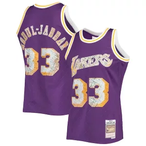 Splendido Eccezionale Accattivante Kareem Abdul Jabbar Los Angeles Lakers 1996 97 Hardwood Classics NBA 75th Anniversary Diamond Swingman Jersey Purple per i Fan Veri