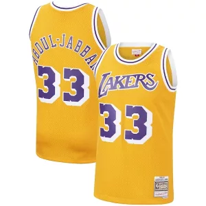 Splendido Magnifico Kareem Abdul Jabbar Los Angeles Lakers Hardwood Classics Swingman Jersey Gold/Purple per i Fan Veri