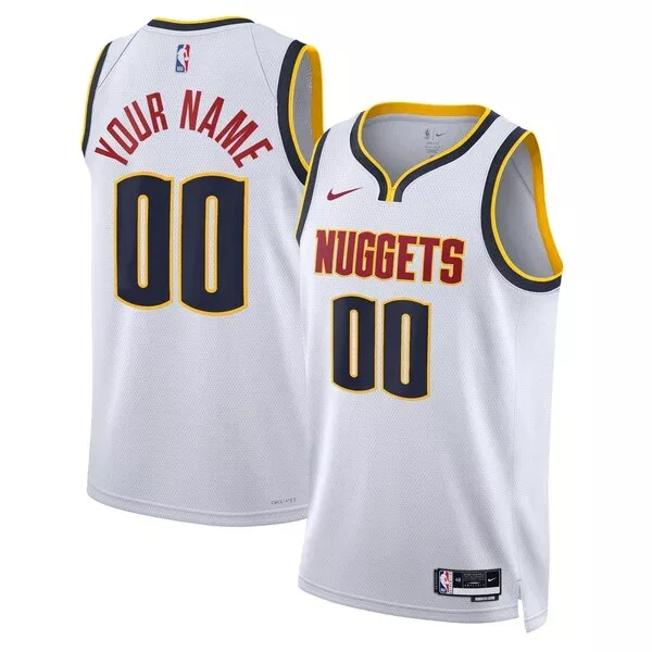 Stupendo Accattivante Denver Nuggets Nike Unisex Swingman Custom Jersey White Association Edition per i Fan Veri