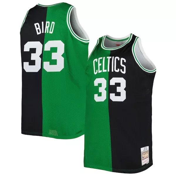 Stupendo Larry Bird Boston Celtics Big & Tall Hardwood Classics 1985/86 Split Swingman Jersey Kelly Green/Black per i Fan Veri