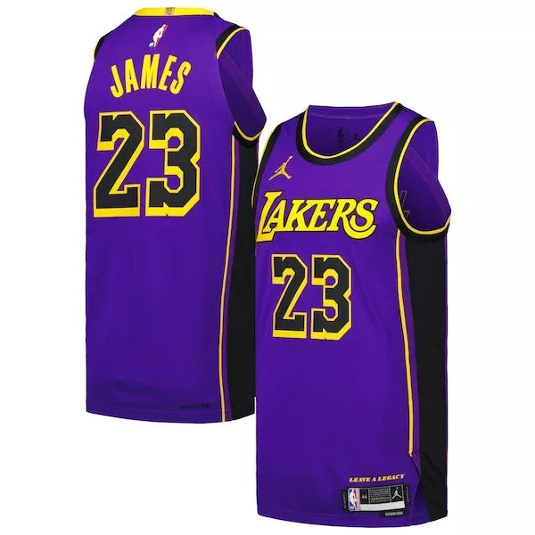 Stupendo Magnifico LeBron James Los Angeles Lakers Jordan Brand Authentic Player Jersey Statement Edition Purple per i Fan Veri