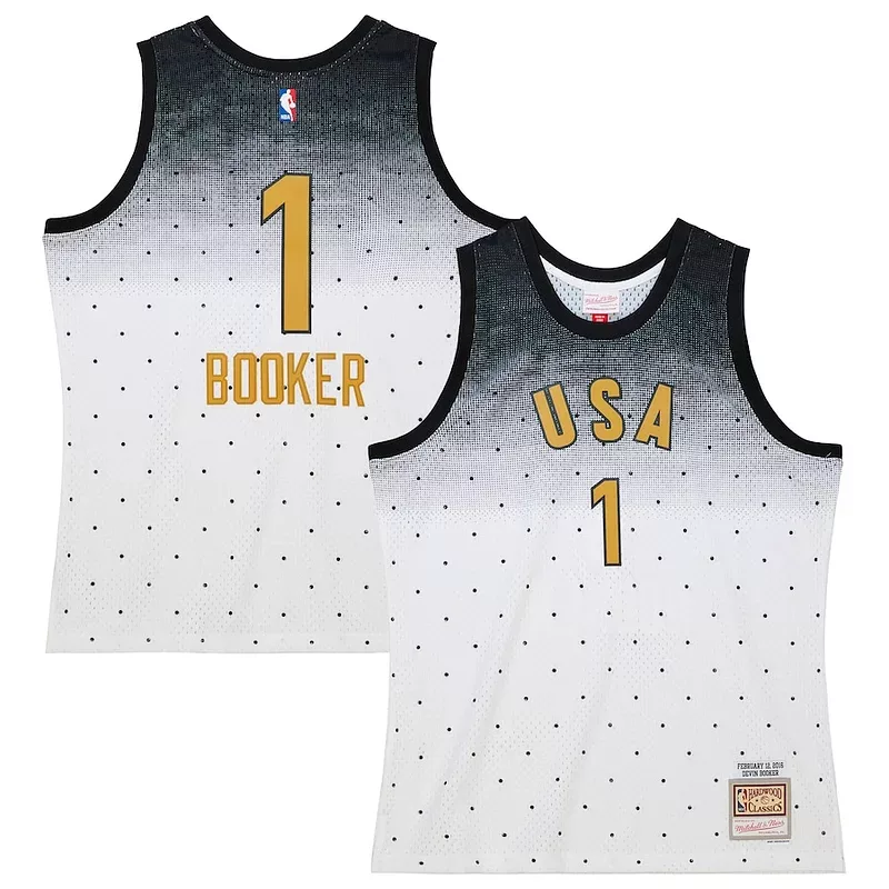 Trendy Devin Booker Team USA 2016 Hardwood Classics Rising Stars Swingman Jersey White per i Fan Veri