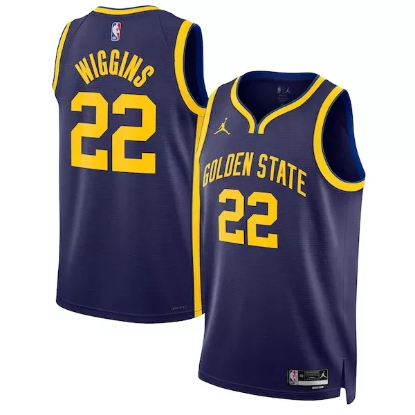 Trendy Duraturo Lussuoso Andrew Wiggins Golden State Warriors Jordan Brand Unisex Swingman Jersey Statement Edition Navy per i Fan Veri