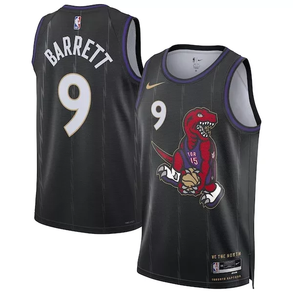 Trendy Fantastico Classico RJ Barrett Toronto Raptors Nike Unisex 2024/25 Swingman Player Jersey City Edition Black per i Fan Veri