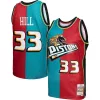Trendy Grant Hill Detroit Pistons Hardwood Classics 1999/00 Split Swingman Jersey Teal/Red per i Fan Veri