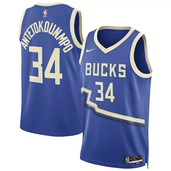 Versatile Giannis Antetokounmpo Milwaukee Bucks Nike Unisex 2024/25 Swingman Player Jersey City Edition Royal per i Fan Veri