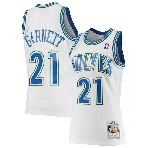 Splendido Kevin Garnett Minnesota Timberwolves 1995/96 Hardwood Classics Swingman Jersey White per i Fan Veri